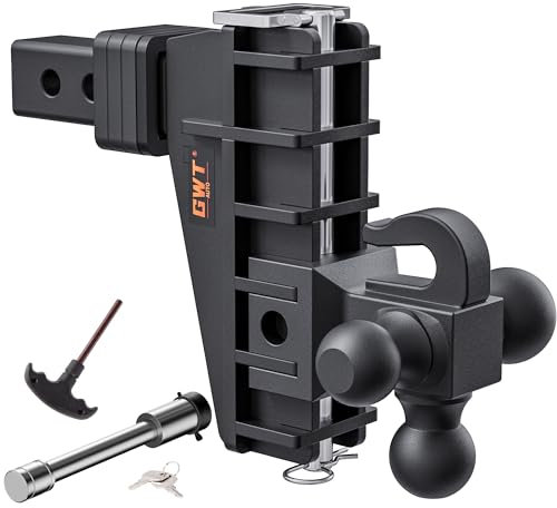 GWTAUTO Verstellbare Anhängerkupplung mit Haken, Tri-Ball (4,8 x 5,1 x 6,1 cm) Anhängerkupplung, passend für 5,1 cm Empfänger, 15,2 cm Fallkupplung, 7,711 kg GTW-Klasse 3 Anhängerkupplung für