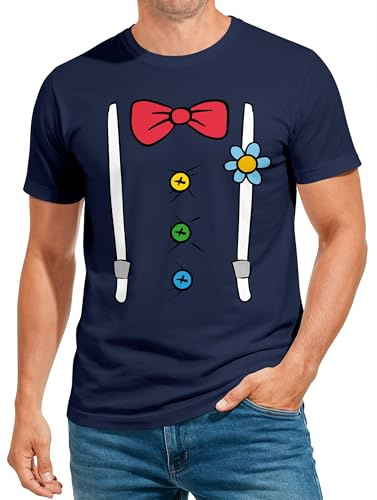 MoonWorks® Herren T-Shirt Fasching Karneval Clown Kostüm-Ersatz Verkleidung Last Minute Faschingskostüme Männer Navy XL
