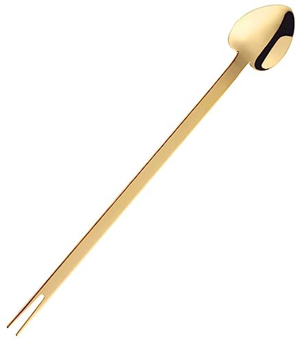 DECHOUS Juice Stirrer Fork Spoon Heart Teaspoon Stirring Spoon Dessert Scoop Coffee Stirrers Long Handle Salad Server Mini Forks Drinking Sticks Stainless Steel I Love You Metal