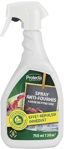 Protecta® - Spray Anti-Fourmis 750 ml – Action Immédiate & Durable – Formule au Pyrèthre & Géraniol – Protection Intérieure & Autour de la Maison