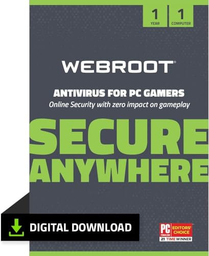 WEBROOT Antivirus für PC-Gamer 2025 | System Performance Optimizer | 1 Gerät | 1 Jahr | Windows | Aktivierungscode per E-Mail
