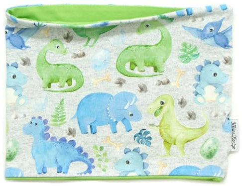 Kleine Könige Loop Schal Kinder Jungen bis 10 Jahre · Modell Dinosaurier Little Dino, lemon · Ökotex 100 zertifiziert · Made in Germany