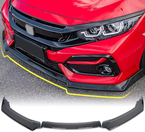 Archaic Frontstoßstangen Lippenspoiler kompatibel für 10th Gen Honda Civic 2016-2020 Type R Hatchback FK7 FK8, Splitter unter dem Kinn-Spoiler-Bodykit,Civic Zubehör