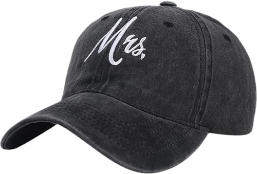XYIYI Frau Schwarz Vintage Basecap Verstellbare Distressed Washed Baseball Kappe für Damen Herren