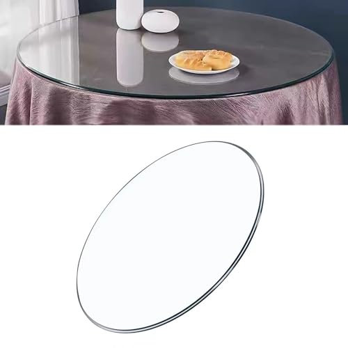 BVDHASDBT Plateau rond en verre trempé transparent de 38 à 60 à 90 cm, idéal comme plateau de table en verre trempé transparent pour salle à manger (44 cm)