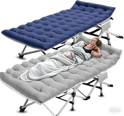 Feldbett Klappbare, Schwerlast Campingbett Klappbett 362KG Belastbar, Tragbares Reise-Campingbett aus doppellagigem Oxford-Gewebe für Innen und Außen, Zuhause, Terrasse und Garten(2 Stück)