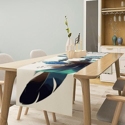 Tischläufer für Abendessen, Leinen, Bauernhaus-Tischdecke, Indianer-Traumfänger, Tischläufer, Erntedankfest, Tischdekoration für Küche, Urlaub, Party, Bankett, 35,6 x 40,6 cm
