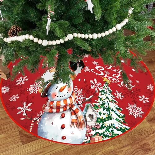 Kinwers Weihnachtsbaum Decke 120cm Rund Rot - Rutschfester Baumkranz mit Weihnachtsdeko für Saubere Böden