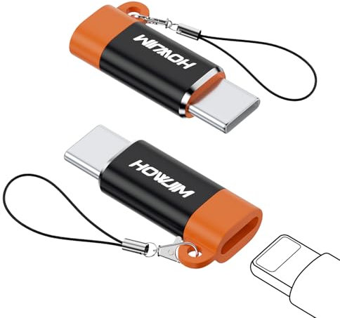 HOWJIM Adaptateur Light-ning vers USB C Lot de 2,Light-ning Femelle vers Type-C Mâle Recharge Rapide PD27W/66W pour M-acBook Phone15/16 Pad G-alaxy X-Peria,Non Compatible avec Les Audio/OTG Noir