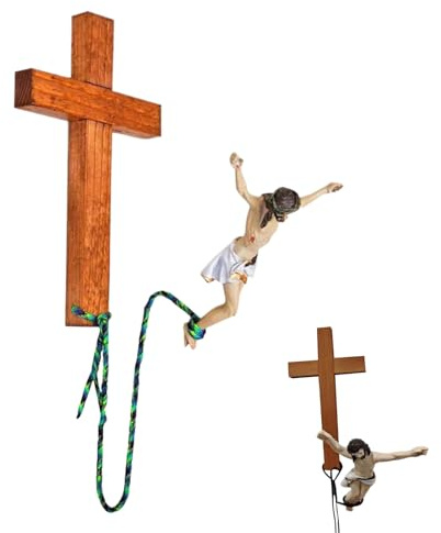 Generisch Wand-Jesus-Kreuz, Bungee Jumping Jesus Religious Decoration, Holzkreuz-Jesus-Statuen | Jesus Christliche Wandkunst, Bungee-Jesus-Kreuz-Harzfiguren, Wanddekorationen