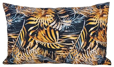 JACK 30x50cm Motiv Outdoor Lounge Kissen Dekokissen inkl. XXL-Füllung Wasserabweisend Sitzkissen Garten Stuhl Lotus Effekt, Farbe:Blatt Gold