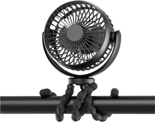 Ventilatore Portatile Con Batteria Da 5200 MAh, Piedini In Silicone Flessibili, Ricarica USB, Adatto Per Passeggiate All'aperto, Scrivania, Ventilatore Da Scrivania Compatto Nero (320 × 145 × 66 Mm)