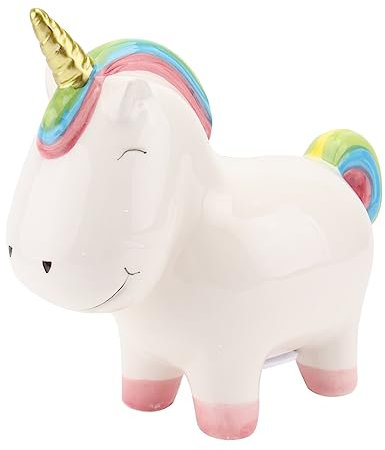 KOMBIUDA 1stück Keramische Einhorn Spardose Bunte Regenbogen Dekofigur Für Kinderzimmer Kreatives Sparschwein Aus Hochwertiger Keramik Spargewohnheiten