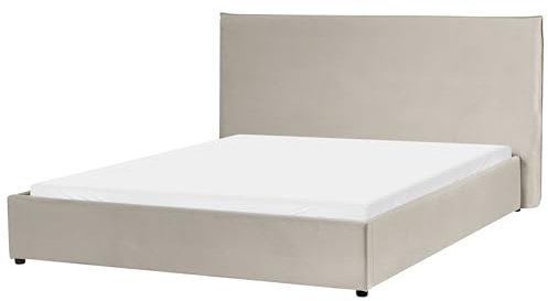 Beliani Modern Traditional Upholstered Bed EU King Size 5ft3 Soft Velvet Taupe Lavaur