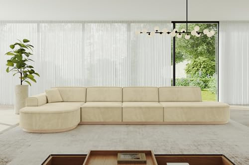ALTDECOR Ecksofa in L-Form Corner Sofa Bett Eckcouch Couch Wohnlandschaft Cauchsofa MARI-L3-v1-402x165x81 cm Beige