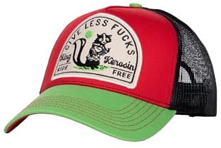 King Kerosin Herren Retro Trucker Cap Mit Statement Stickerei – Im Vintage Look Mit Netzrücken, Gebogenem Schild & Workwear Flair – Verstellbar & Atmungsaktiv Give Less Fucks