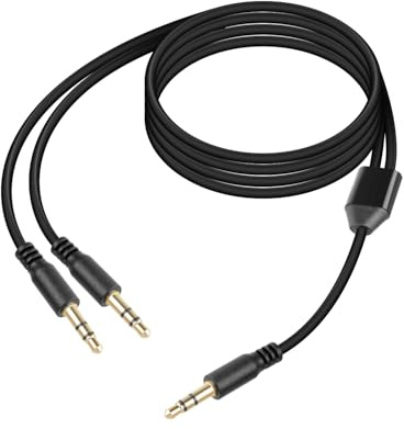 GELRHONR Headphone Splitter Cable, 3.5mm Audio Splitter Cable, AUX 1 Male to 2 Way Adapter for Earphone, Speaker, MP3 Player, Phones, Laptops (3Ft,1to2)