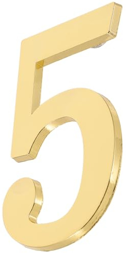 Toddmomy Magnetic Single Number Door Number Metal Sturdy Magnetic Golden House Plaque for Mailboxes and Shelves