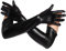 Heavelove Black Metallic Wet Look Long Gloves for Party and Opera