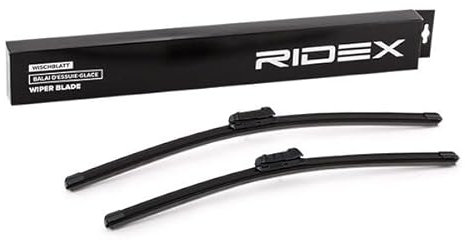 RIDEX Scheibenwischer Set Wischerblätter Set mit Spoiler Frontscheibenwischer Vorne Wischblattausführung: Flachbalkenwischblatt, Rahmenlos Länge 1: 530mm Länge 2: 475mm 298W0142