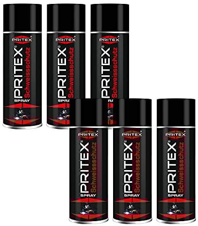 PRITEX – Schweißschutzspray 6 x 400 ml reinigt Schweißdüsen & verhindert das Anhaften von Schweißspritzern – silikonfreies Schweiß-Trennspray bietet lückenlosen Schutz beim Schweißen – Schweißspray