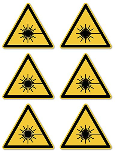 Warnung vor Laserstrahl: W004 - DIN EN ISO 7010 / ASR A1.3 - Aufkleber: 5 cm, 6 Stück