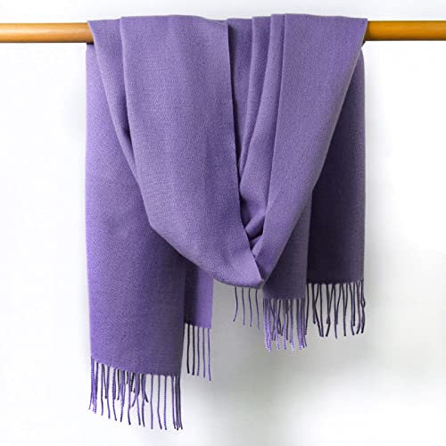 WLLDDDIU Schal Groß Damen-Schal Aus Kaschmir-Gefühl, Weich, Dick, Warm, Lila, Einfarbig, Quaste, Wickelschal, Winter-Deckenschal, Elegant, Stola, Modisch, Für Damen Und Mädchen