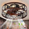 Deckenventilator Mit Beleuchtung E27 Retro Ventilator Deckenleuchte Mit Fernbedienung Dimmbar Industrial Fan Deckenlampe Vintage Eisenkäfig Pendelleuchte Für Wohnzimmer Schlafzimmer Esszimmer Lampe