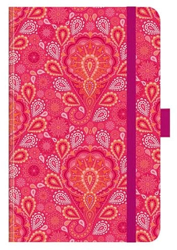Premium Timer Small Pink India - Kalender 2024 - Korsch-Verlag - Taschenkalender A6 mit Stifthalter, Lesebändchen und Zetteltasche - eine Woche auf 2 Seiten - 9 cm x 14 cm