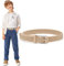 WHIPPY Kinder Gürtel Elastik Unisex Geflochtener elastischer Stretch Gürtel gewebter gürtel für Jungen und Mädchen Endspitze aus Leder mit Dornschließe, 3 cm breite,beige 65cm