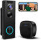 Video Doorbell Camera Wireless with Chime, with Multi-angle Bracket, Voice Changer, No Subscription,Motion Detection,2K HD, Night Vision, 2-Way Audio, Battery Powered, IP66, 2.4G, Works with Alexa