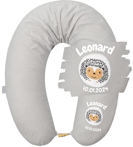 sei Design Stillkissen personalisiert mit Namen und Geburtsdatum Geschenk für Junge und Mädchen zum Geburt 170x30 cm