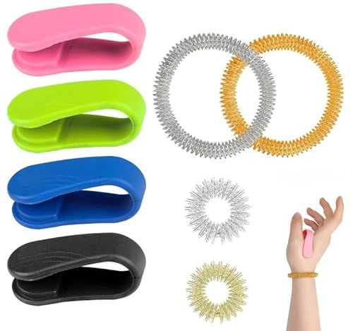 Akupressur Clip Massage Akupressur Clip 16 Stücke Akupressur Ring Hand Klammer Migräne Tragbares Akupressurgerärt Anti Stress Massage Akupressur Zur Linderung von Schmerzen, Ängsten,Kopfschmerzen
