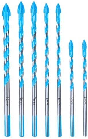 toolant Juego de brocas para hormigón y albañilería, juego de brocas de mampostería de cuatro bordes de corte para hormigón/vidrio/ladrillo/cemento/azulejos, punta de broca de carburo de resistencia