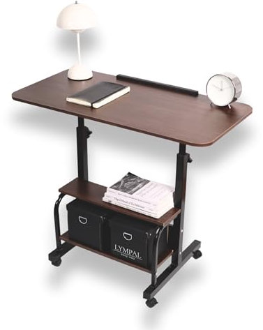 LYMPAL EASY WAY Escritorio Ergonómico con Ruedas, para Oficina en Casa, Dormitorio, Sala de Estar, Cocina, Comedor, Marrón