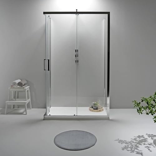 Box Doccia 3 Lati - Cabina Doccia con Porta Scorrevole, Cristallo Temperato 6mm, Trasparente e Anticalcare con Profilo in Alluminio Cromato e Chiusura Magnetica (70x80x70 cm, Trasparente)