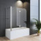 WDWRITTI Duschwand für Badewanne mit Seitenwand 75x120x140cm Duschwand Glas, 2-teilig faltbar Duschwand Badewannenaufsatz, Duschabtrennung für Badewanne mit 6mm ESG Nano Easy-Clean Glas