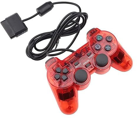 DARLINGTON & Sohns Controller Rot Transparent passend für Playsation 2 PS2 PSX PSOne PS1 Playstation 1 Controller Analog Gamepad Joystick Joypad PS 2 Durchsichtig