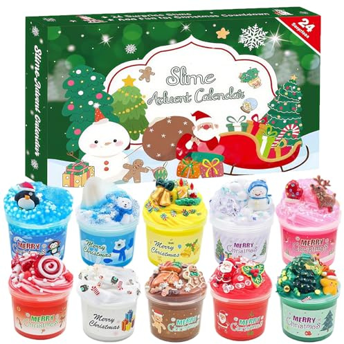Advent Calendar 2025 Kids 24 Days of Christmas Countdown Surprises Kids Advent Calendar DIY Slime Kit with Accessories Fun & Creative Xmas Gift for Boys & Girls