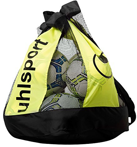 uhlsport Uni Mesh-Gewebe Balltasche, Schwarz/Fluo Gelb, 35 x 15 x 48 cm