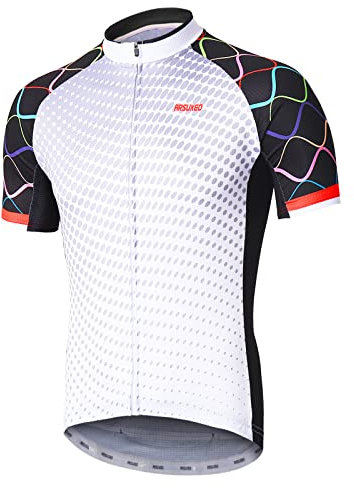 ARSUXEO Herren Radtrikot mit Kurzen äRmeln, MTB-Trikot, Helles Fahrrad-T-Shirt, Atmungsaktives Radoberteil ZY846 XXL