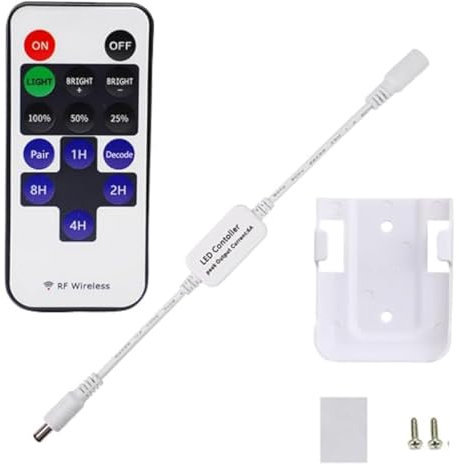 Mini Remote Controller for Single Color AIBOO LED Under Cabinet Lighting, RF Dimmer for 12V DC LED,Wireless Remote Control for Dimmable 3528 5050 Under Cabinet Puck Lights (1 to multiple control)