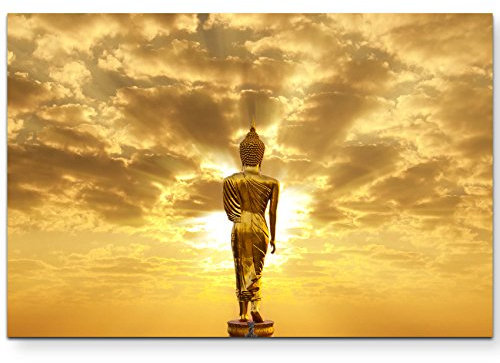 Paul Sinus Art Leinwandbilder | Bilder Leinwand 120x80cm goldener Buddha in Thailand