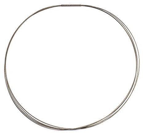 Damen-Halskette Stahlreif Halsreif für Anhänger oder Charms vierreihig siebenreihig zehnreihig mit Bajonett Verschluss aus Edelstahl, Länge (wählbar) 38 – 50 cm (Edelstahl 4-reihig, 45)