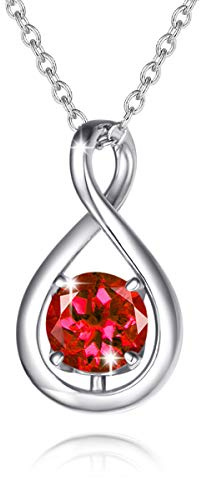 FANCIME Infinity Geburtsstein Halskette für Damen 925 Sterling Silber Kette | vergoldet Unendlichkeit Edelstein Anhänger feiner Schmuck Muttertag Weihnachten Jubiläums Geburtstag Geschenke für Frau Mama