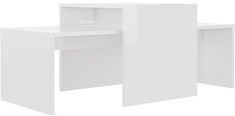 vidaXL Couchtisch Set Beistelltisch Satztisch Sofatisch Kaffeetisch Wohnzimmertisch Teetisch Telefontisch Hochglanz-Weiß 100x48x40cm Holzwerkstoff
