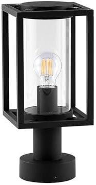 Lucande Sockelleuchte in anthrazit, Wegeleuchten außen | Gartenlampe IP44 Spritzwassergeschützt, E27, H: 36.6 cm, Modern, aus Aluminium, Glas für Terrasse