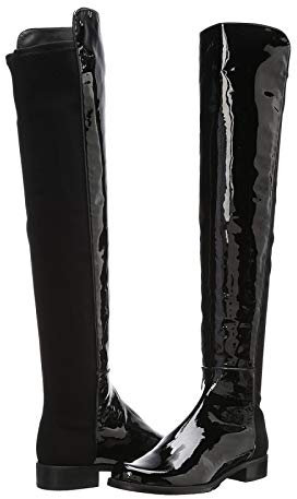 HOMDREAM Tacchi Donna Stivali da Motociclista in Pelle Verniciata con Tacchi Alti Stivali Alti da Donna Stivali al Ginocchio,Black-44