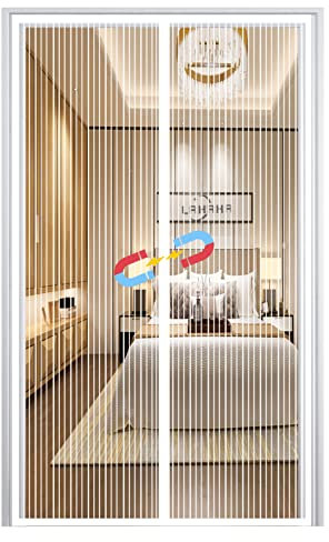 Zanzariera Magnetica per Porte, Autoadesivo Rete Anti Zanzare A Mani Libere Auto Chiusura, Facile Montaggio, per Soggiorno Patio Balcone-White-A||70x180cm(27x70inch)