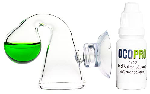OCOPRO Echtglas CO2 Langzeittest mit u. ohne Indikatorlösung für Aquarien (Kuppel-Design, mit 18ml Indikatorlösung)